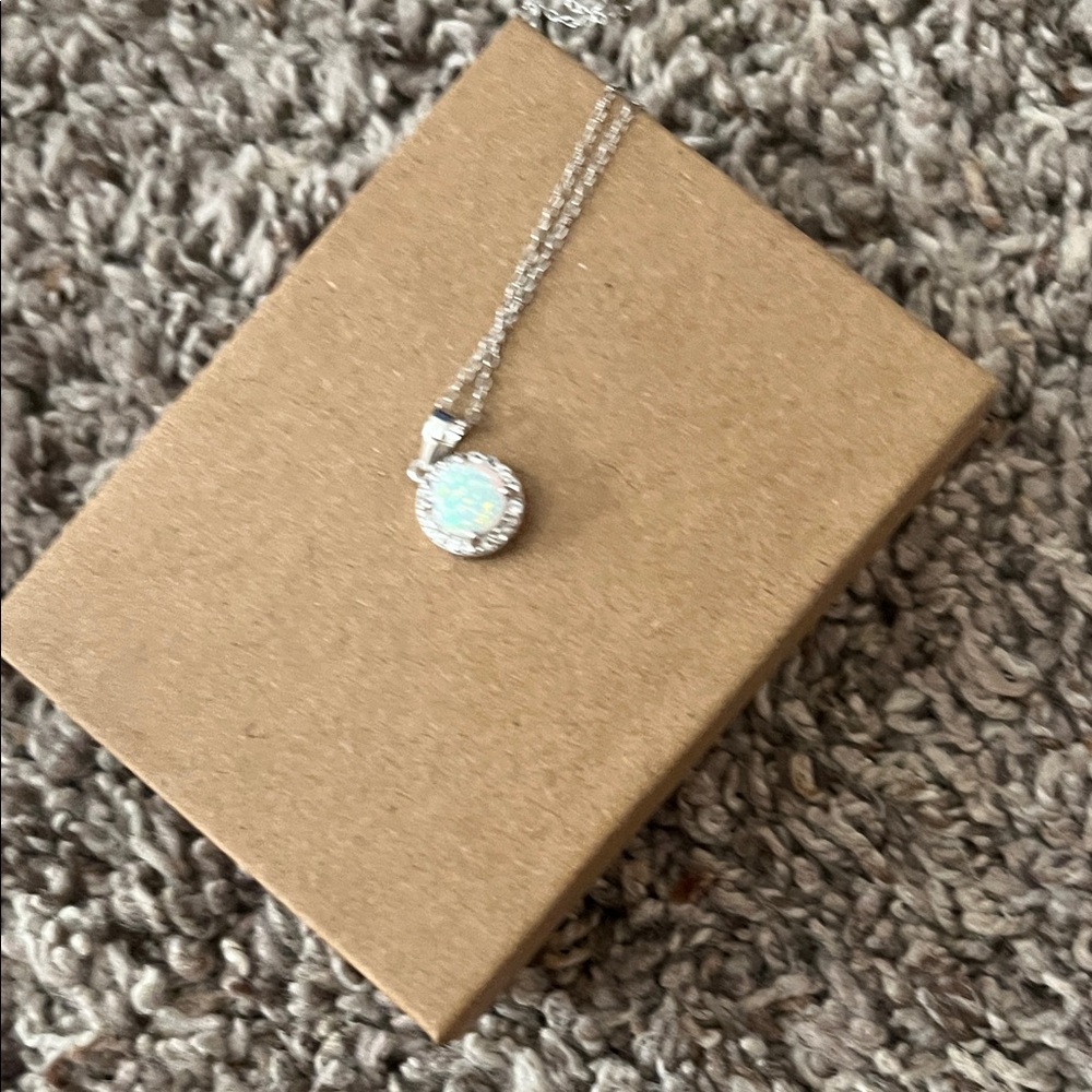 Elegant Silver Opal Pendant Necklace
